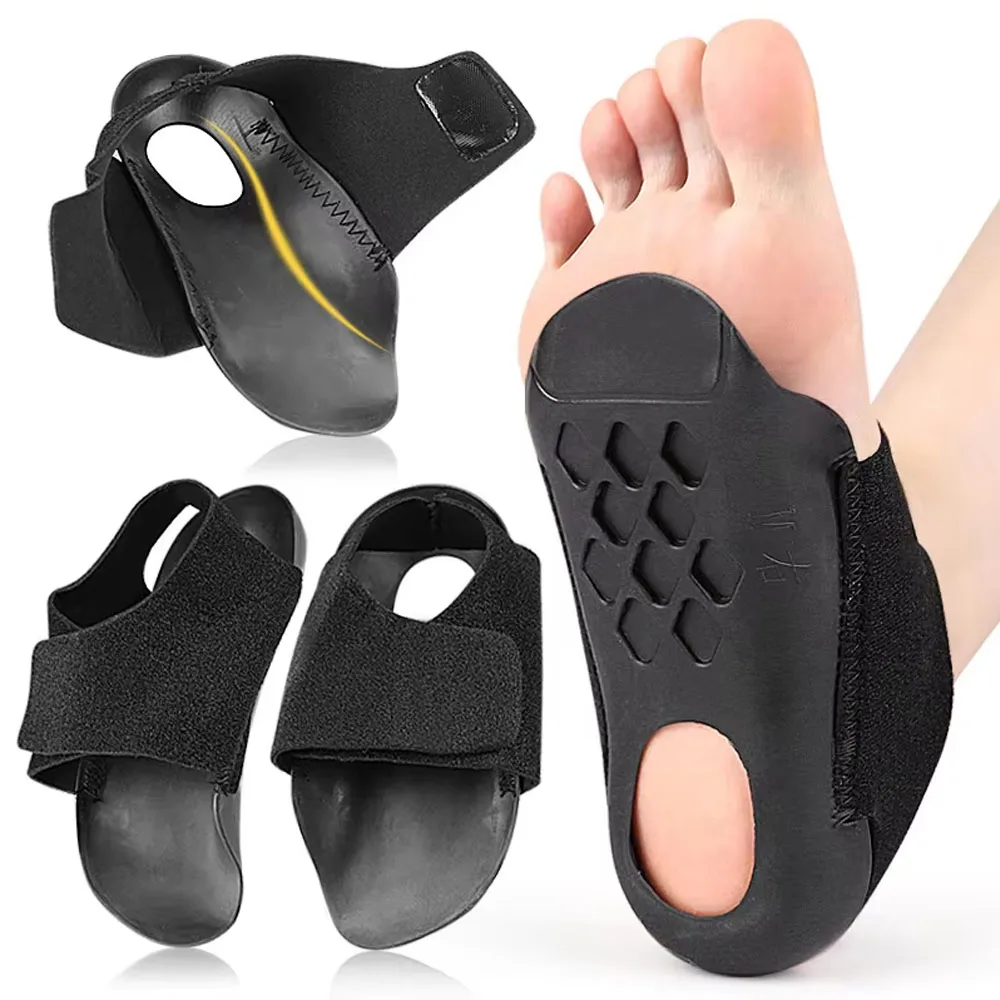 2PCS Cushioned Soft Elastic Pads Arch Support Sleeves Fabric Arch Socks For Flat Foot Pain Relief Plantar Fasciitis Heels Pads