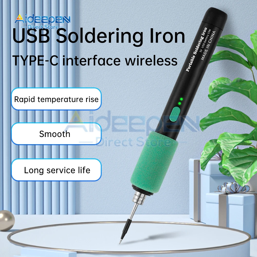 Беспроводной паяльник, ручка-ручка, портативный Type-C, USB 5 В, 2 А, 15 Вт, комплект с электроприводом, перезаряжаемый и регулировка температуры