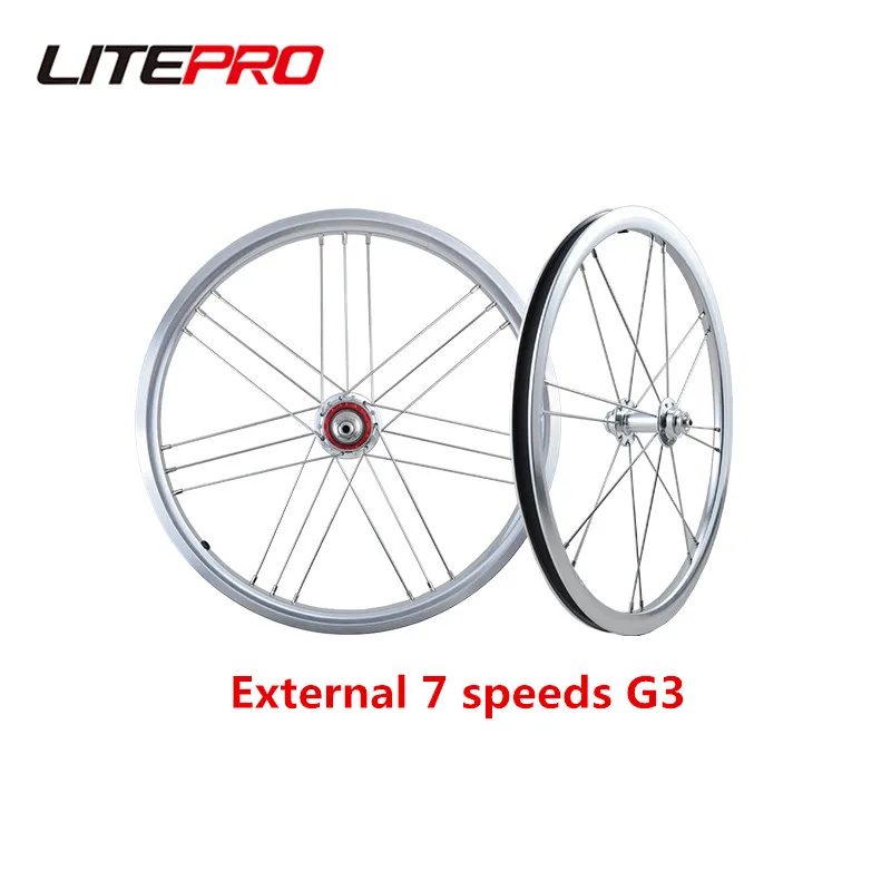 Liteproelite 16 inch Folding Bike 349 Wheelset Spokes 20mm Rims Modification Outer 7 Speeds Wheel For Brompton Bike