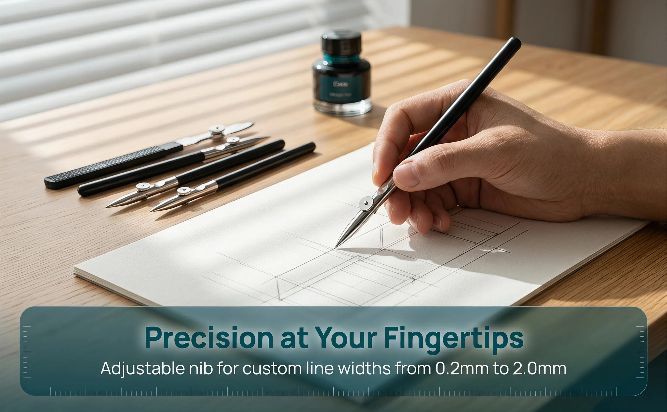4Pcs Drawing Pen Set Metal Reinforced Ruling Pen for Artists Straight Edge Precision Fluid Art Craft Painting Tool