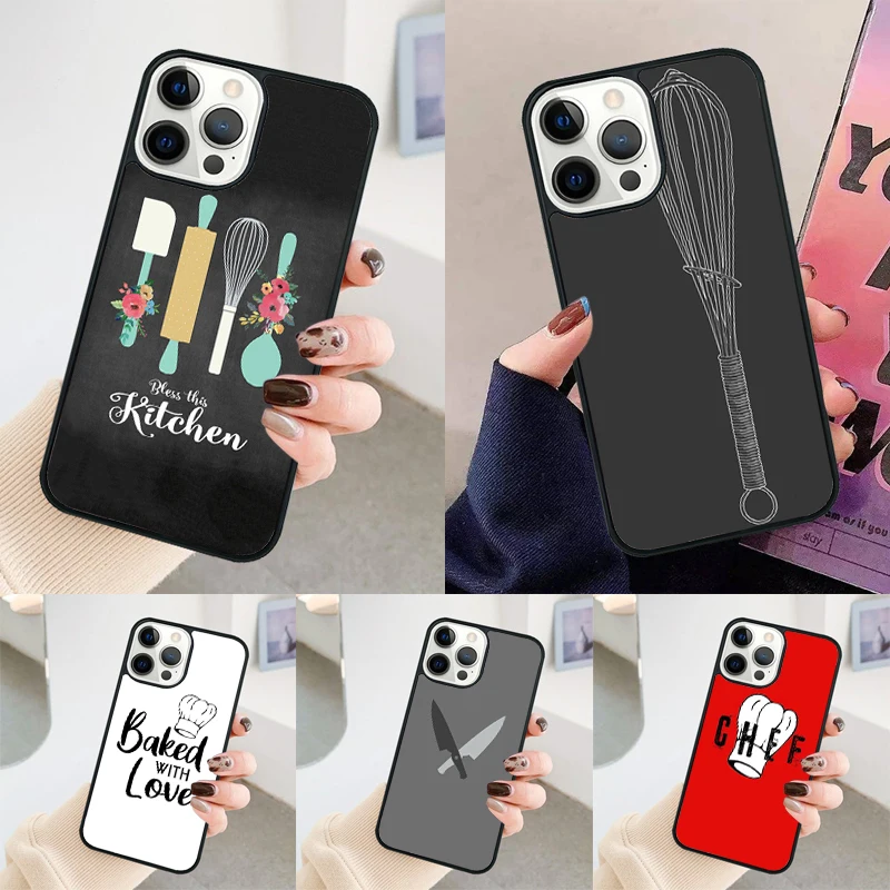 Love Baking Chef Knife phone case Cover For iPhone 14 15 16 Pro Max SE 2020 coque For apple 11 12 13 Pro Max Mini 7 8 Plus