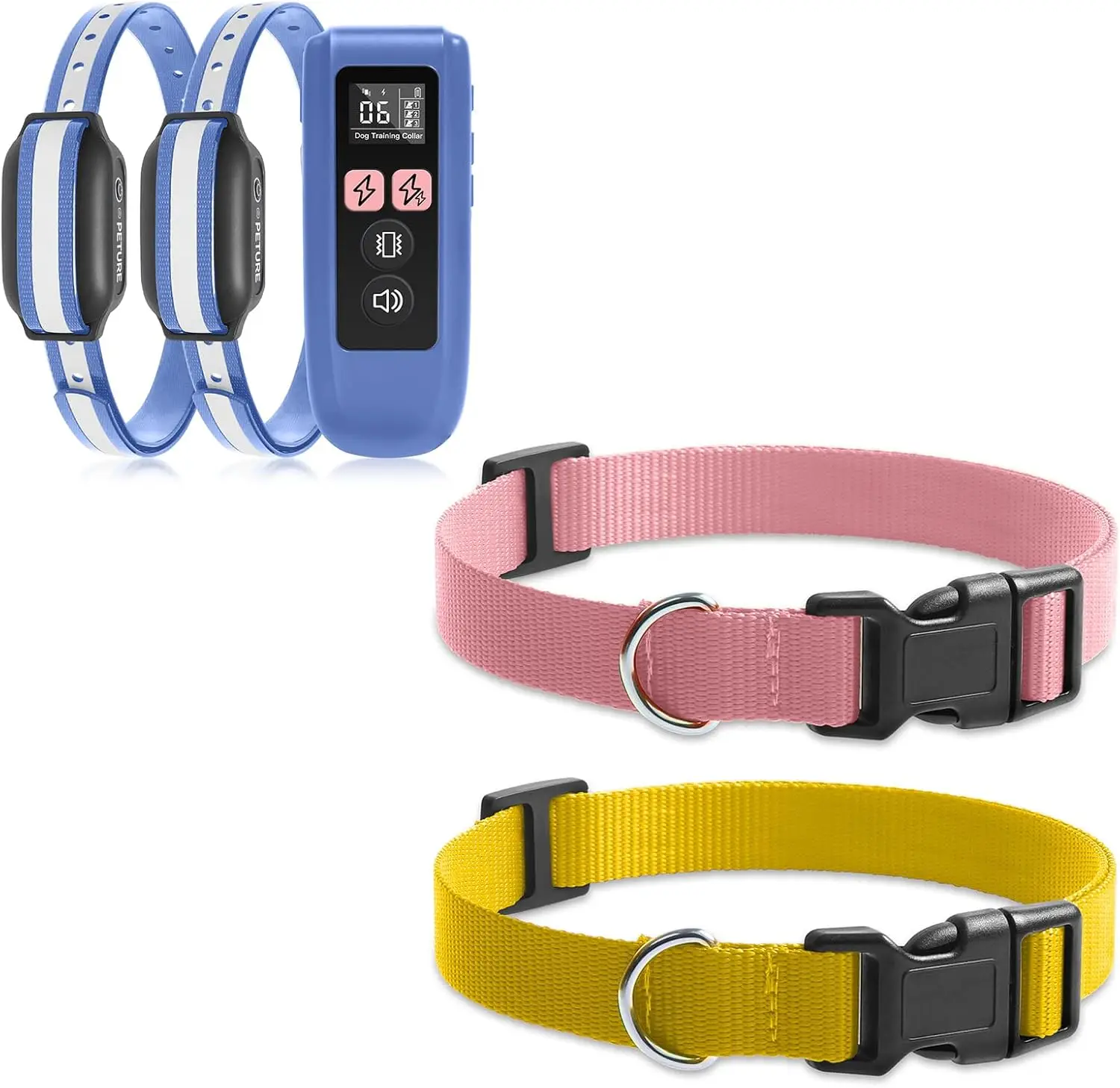 

Водонепроницаемый ошейник для дрессировки собак 4-в-1 для 2 собак, с дистанционным управлением, IPX7, 3300 футов, многоцветный, для средних и больших собак (10-120 лет)