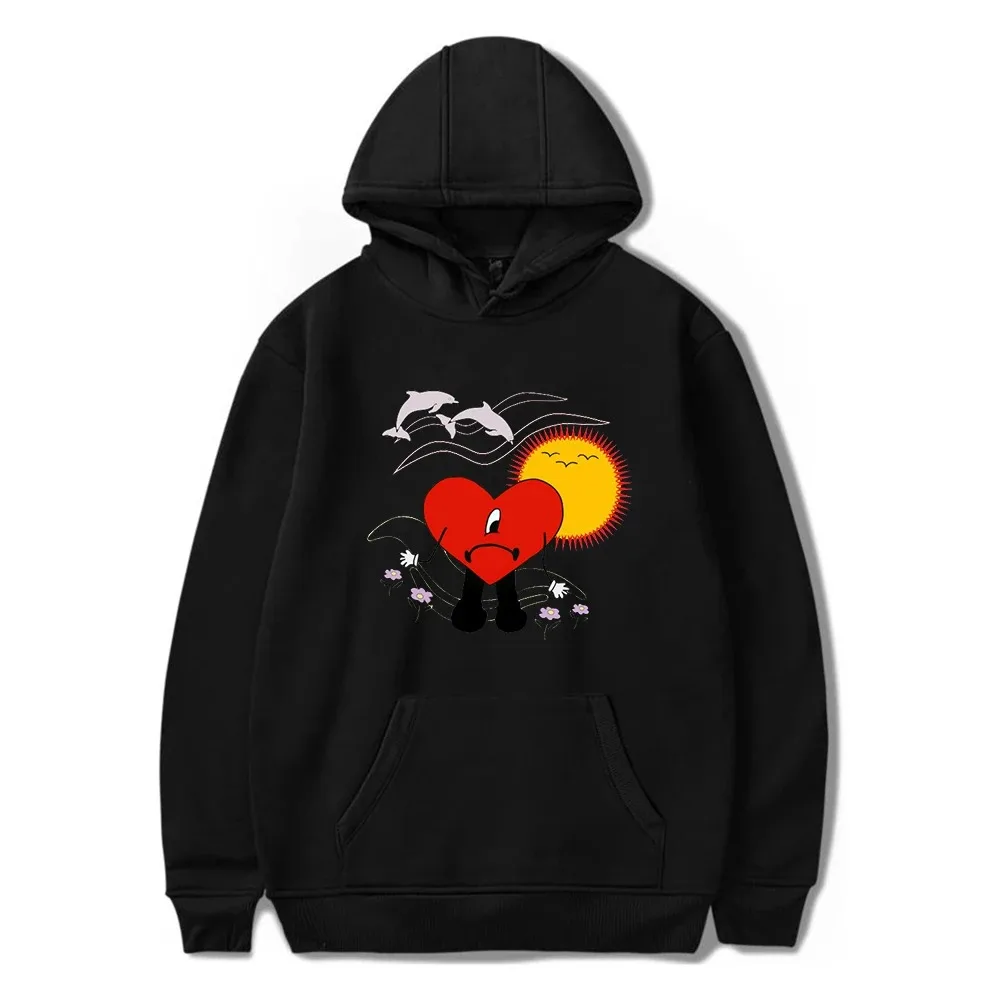 Hoodie de manga comprida unissex para homens e mulheres, coelho ruim, roupas da moda, suéter com capuz, rapper Hip Hop, UN VERANO SE, TI