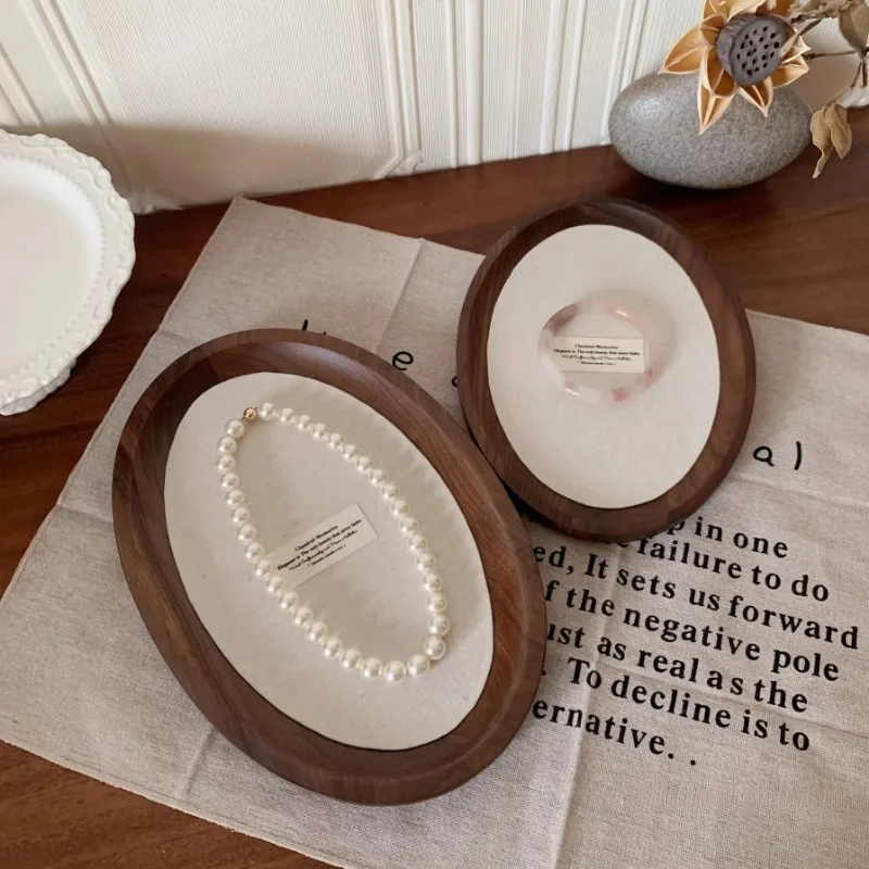 Walnut Wood Jewelry Display Tray Necklace & Earring Organizer Product Styling Photo Prop Box Elegant Jewelry Storage Solution