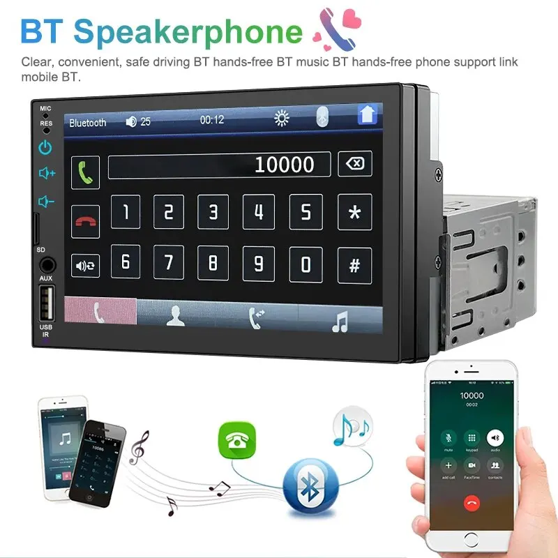 1Din Car Multimedia Video Player/7023B Small Car Radio/Carplay Bluetooth Music Broadcast/Radio HD Touch Screen