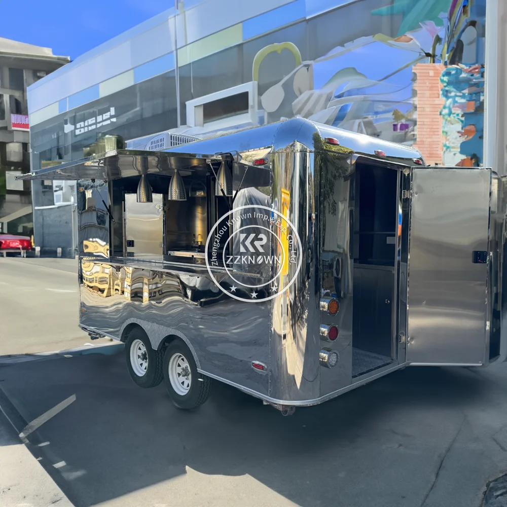 Custom Commercial Catering Stainless Steel Mobile Food Trailer Fully Equipped Bbq Food Truck with Full Kitchen