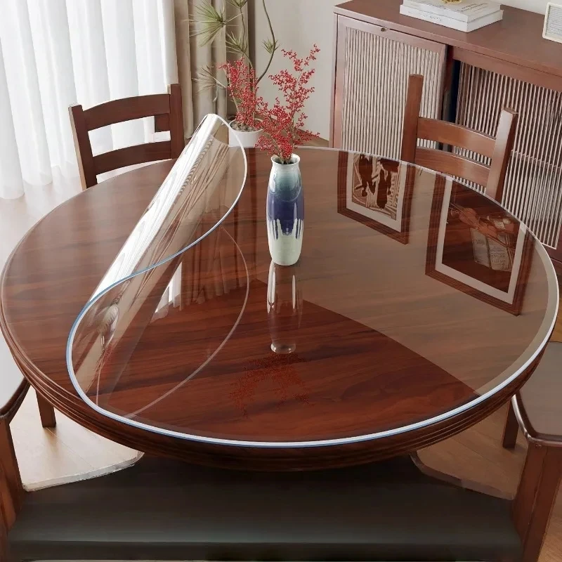 Clear Round Table Protector PVC Table Mat Waterproof Oilproof Dining Table Cover for Kitchen Home Decor Furniture Protection