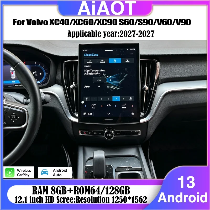 For Volvo XC40/XC60/XC90/S60/S90/V60/V90 Android radio CarPlay smart video screen multimedia player GPS navigation