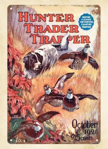 hanging metal signs sale Hunter Trader Trapper 1928 metal tin sign