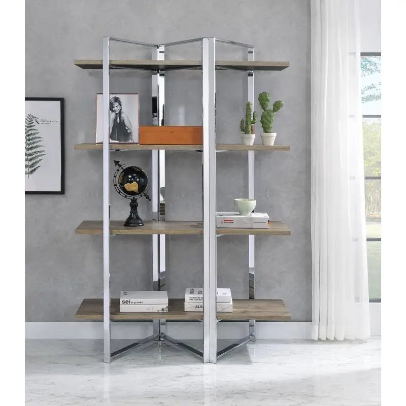 

Chrome Finish Bookshelf - Modern Storage Solution for Home or Office, Stylish and Durable Bookshelf with Sleek Design, Perfect