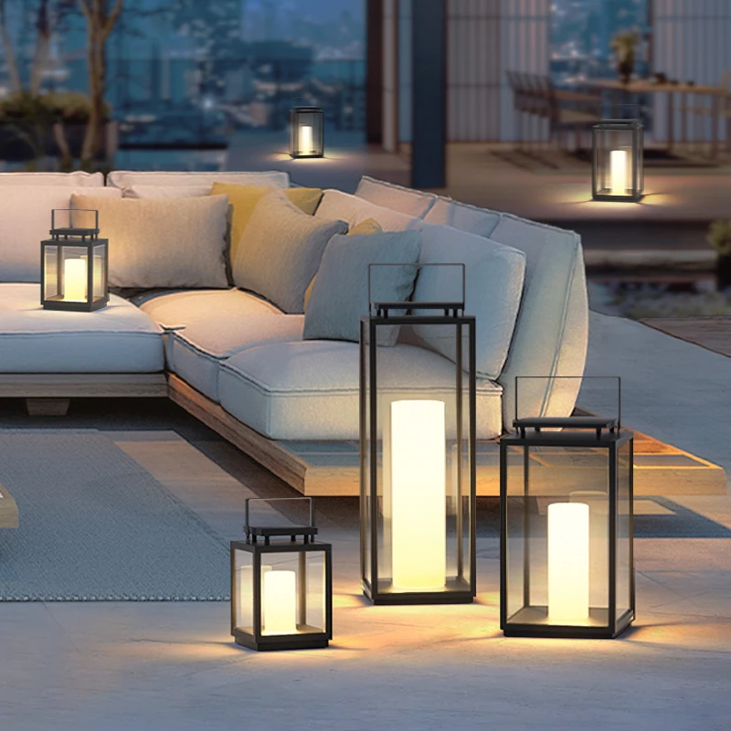 مصباح أرضي مضيء للفناء يعمل بالطاقة الشمسية وإضاءة خارجية غير تعمل بالطاقة الشمسية ومصباح حديقة خارجي لتزيين الحديقة الخارجية