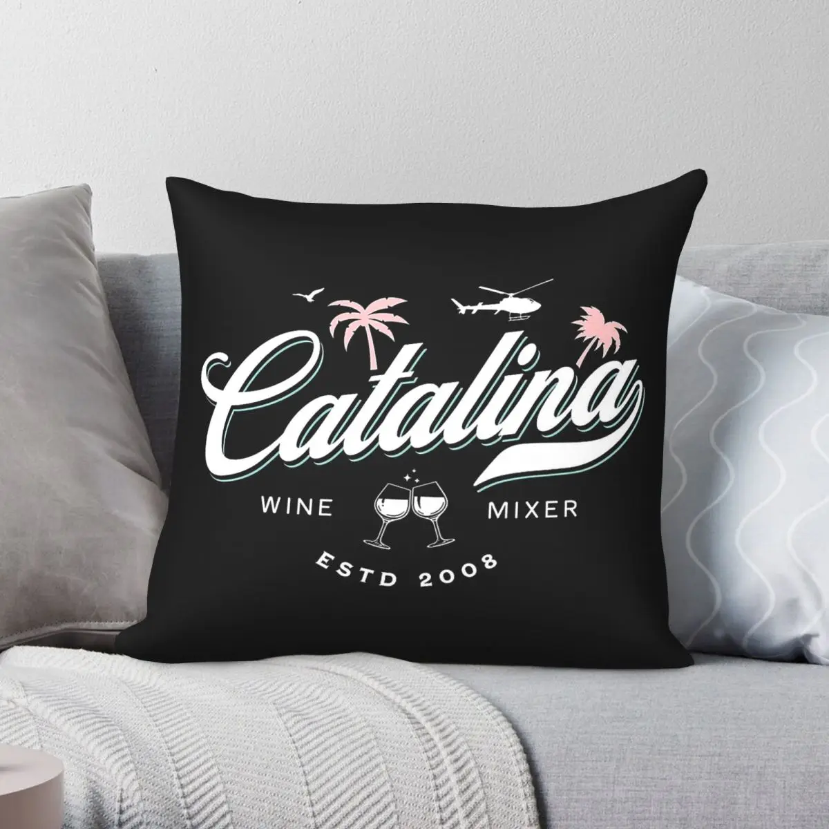 Catalina Wine Mixer Square Pillowcase Polyester Linen Velvet Creative Zip Decorative Throw Pillow Case Sofa Cushion Cover 45x45