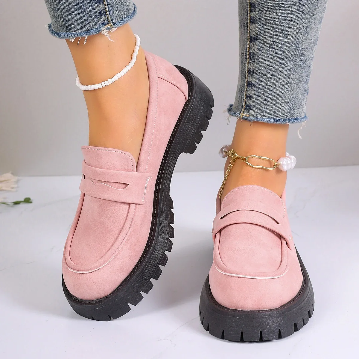 2024 Shoes Women Plus Size Loafers Women British Style Platform Shoes Office Ladies Light Casual Designer Shoes Zapatos De Mujer