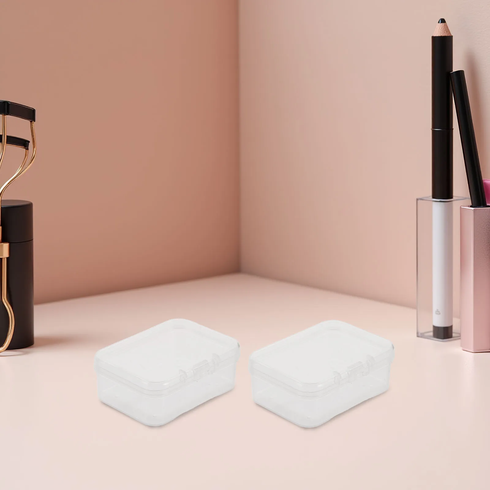 

100pcs Transparent Storage Box Small Clear Rectangular Plastic Container With Hinged Lid For Craft Beads Jewelry Making