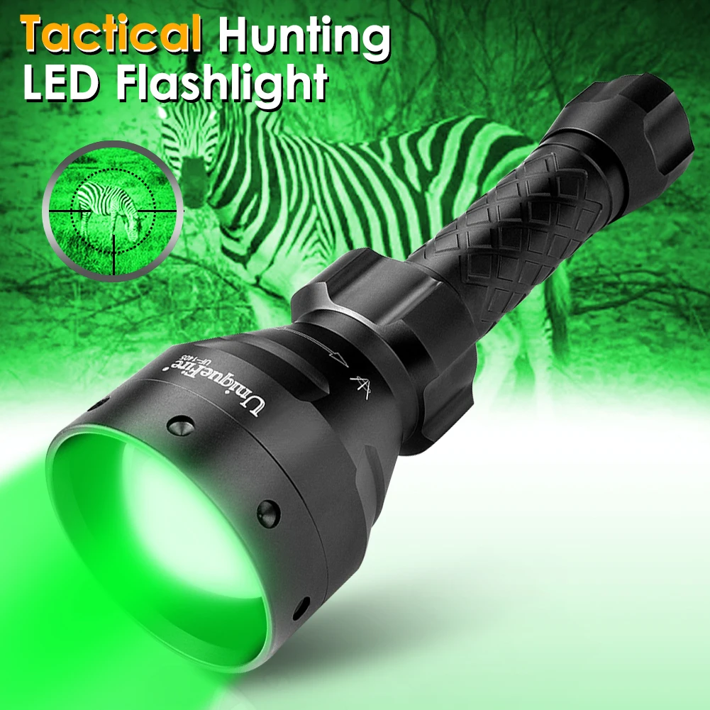 UniqueFire 1405 XPE LED Flashlight Green Beam Light 3 Mode Adjustable Zoomable Tactical Night Hunting Light For Hog Pig Coyote