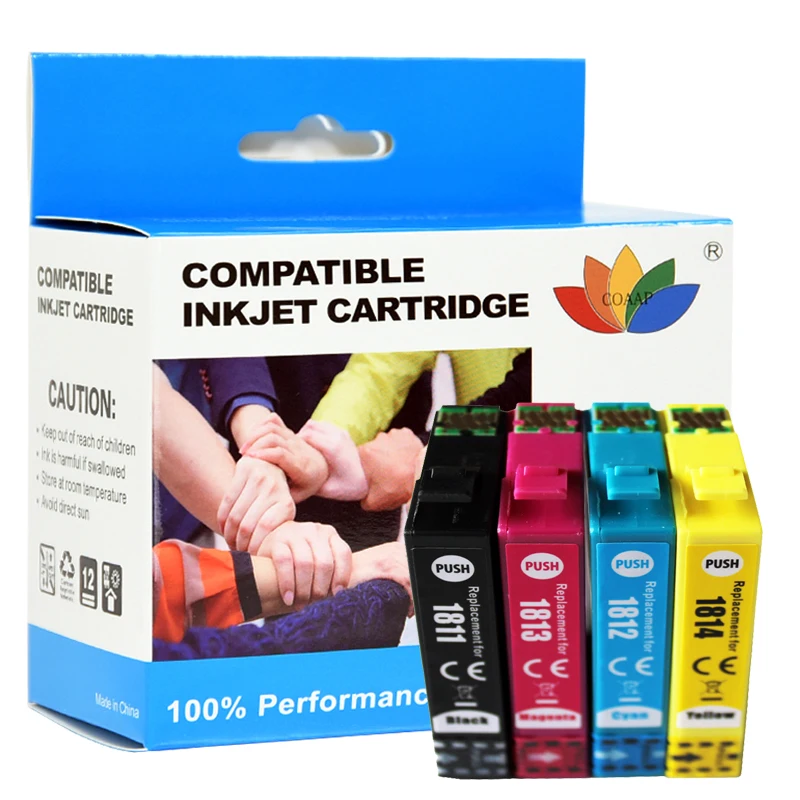 

4x Compatible ink cartridges for epson XP-30 XP-102 XP-202 XP-205 XP-302 XP-305 XP-402 XP-405 XP215 XP312 XP415 T1811 - T1814