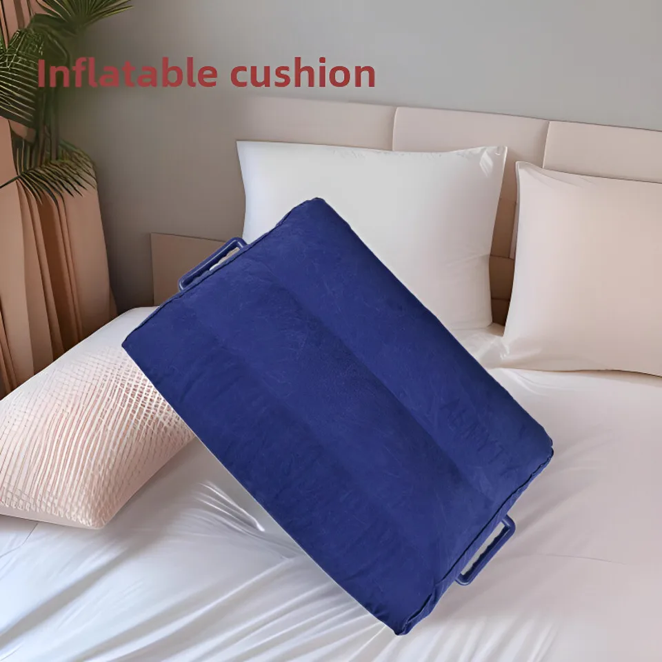 インフレータブルウェッジピロー、アームレストクッション、体のサポート、睡眠、読書、pvcフロッキング加工、携帯用旅行用エアーベッドパッド