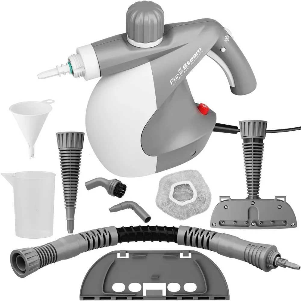 

L # Handheld Portable Steam Cleaner Couch Cleaner - Fast Heating, Long Cord, 9 Accessory Kit, For Carpet, Couch, Mattress, Kitch