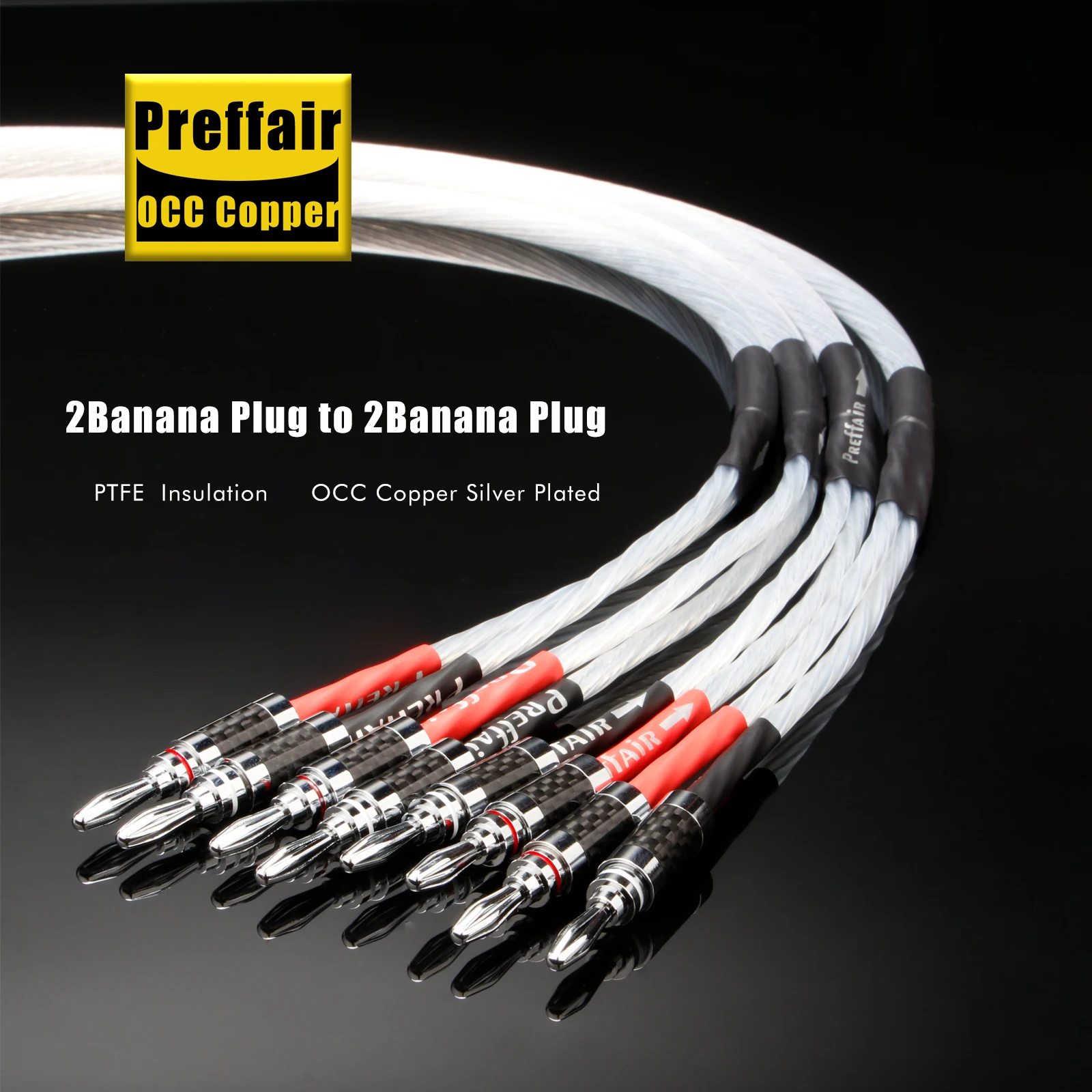 Preffair Hi-End 7N OCC Copper Silver Plated Audio Sigle-Wire Loudspeaker Cable Speaker Wire With Rhodium Plated Connector Plug