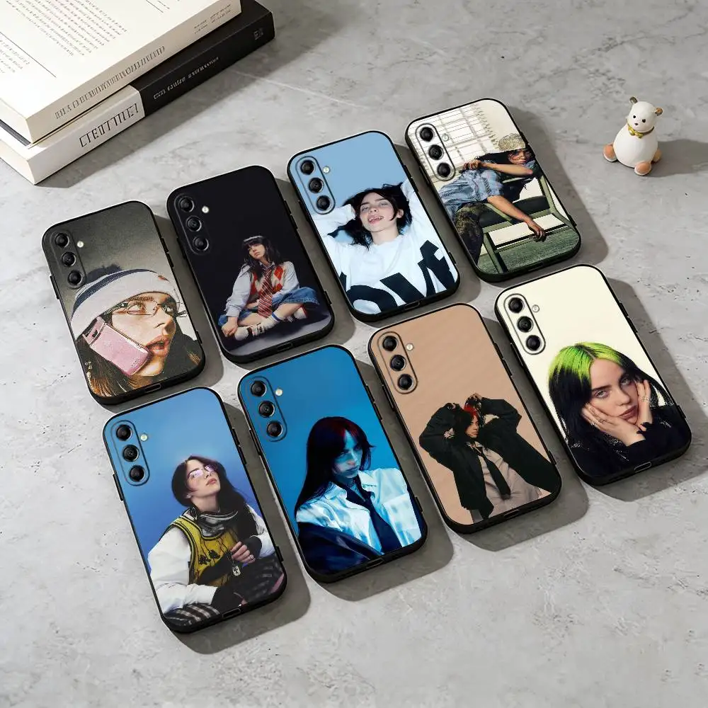 Funda de teléfono S-Snger B-Billie Eilish de silicona negra suave para Samsung Galaxy A73,A72,A71,A70,A53,A52,A51