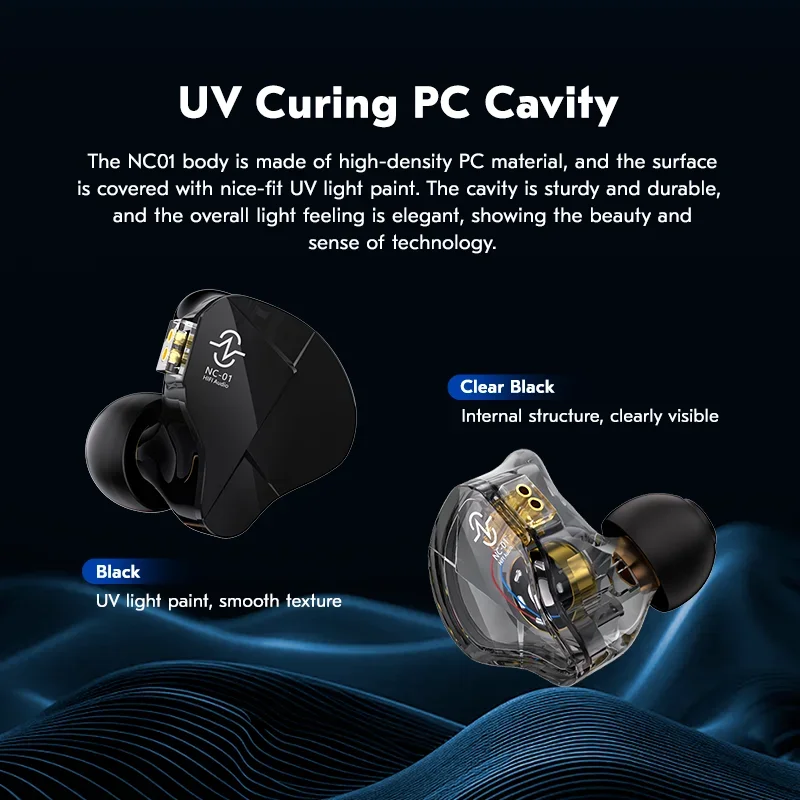 CCZ NC01 Gospel Avant-garde تصميم جمالي معالجة بالأشعة فوق البنفسجية PC تجويف 5-Class قابس معدني مطلي واحد DD HiFi سماعة أذن داخل الأذن