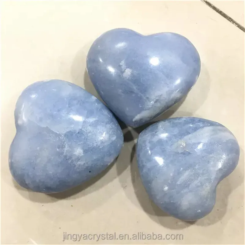 New crystals healing stones crafts sky blue celestite heart shaped for decoration