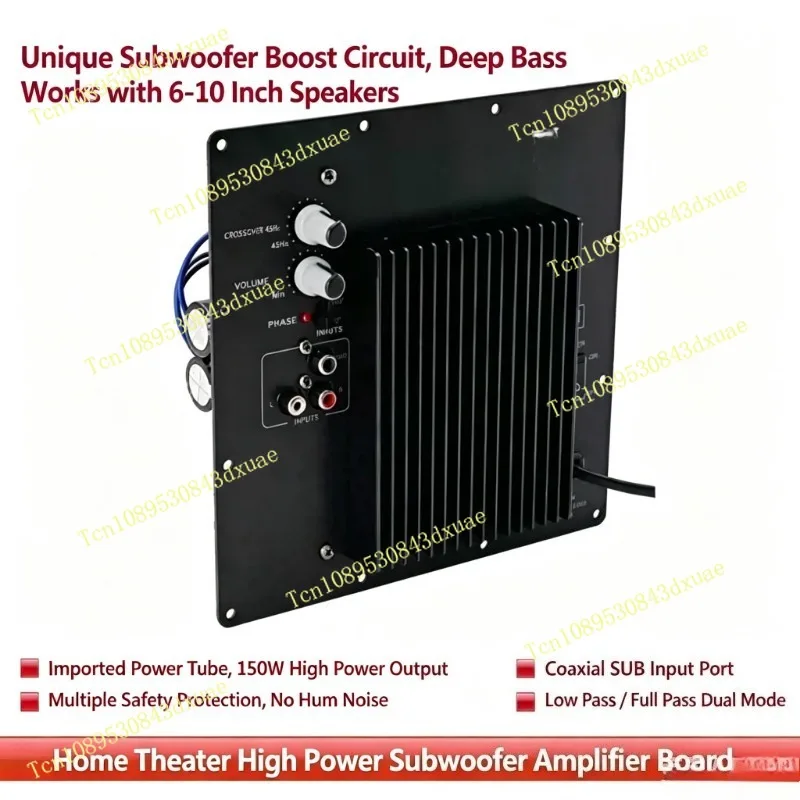 Coaxial SUB Input Active Bass Amplifier Board 220V High Power Subwoofer Amp Module For 10in Speaker Home Theater Audio System
