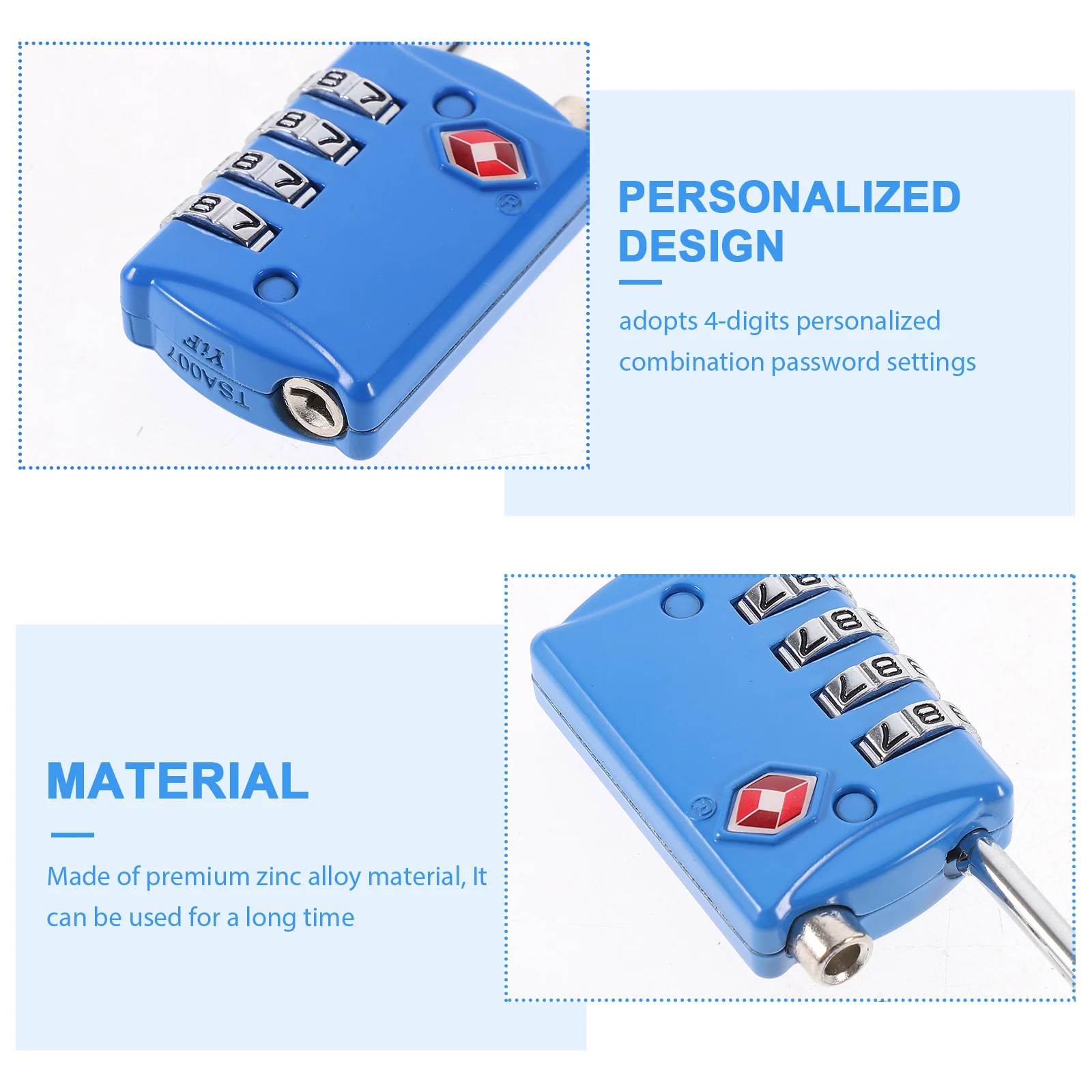 Suitcase Strap Lock Password Luggage Locks for Suitcases Customs Cable Baggage Blue Combination