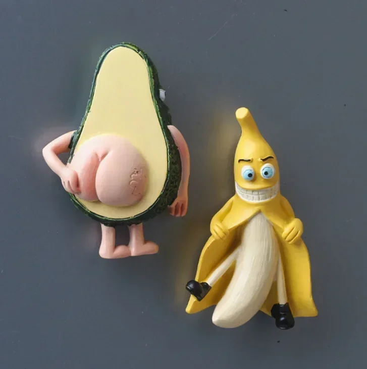 

3D Cute New Funny Refrigerator Magnets Creative Painting Stereo Banana Avocado Cartoon Magnetic Home Decoration