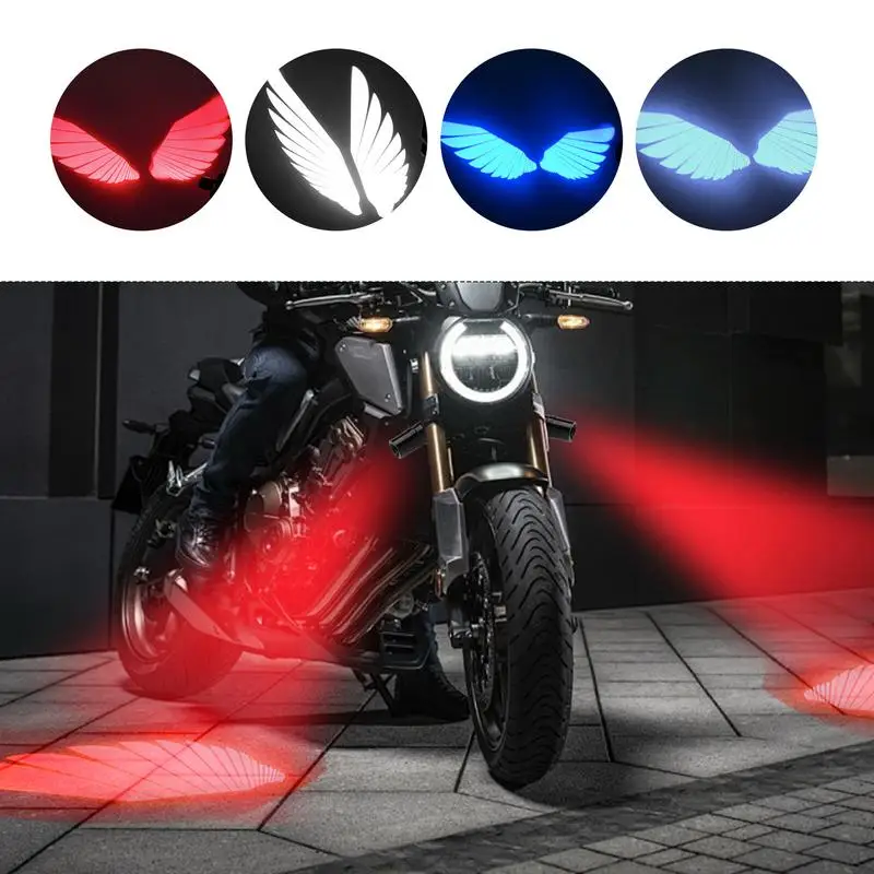 

2pc Motorcycle LED Wing Lights Ambient Lamp Welcome Light Angel Wings Syle Projection Lights For Motorcycle Modified Decorative