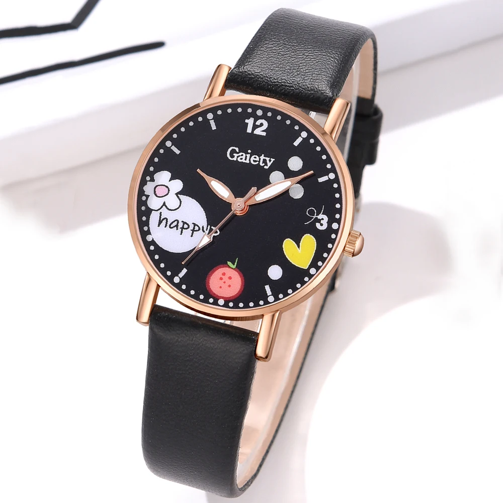 6PCS/Set Women Quartz Watch Pu Leather Strap Wristwatch Fashion Dial Watch Butterfly Jewelry Set Gift For Her