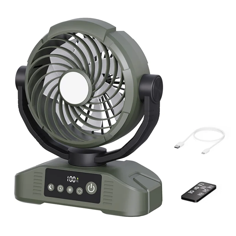 AT28-ventilateur extérieur de bureau 20000Mah ventilateur Rechargeable avec lumière LED 5 vitesses 3 niveaux de luminosité forcamping voyage