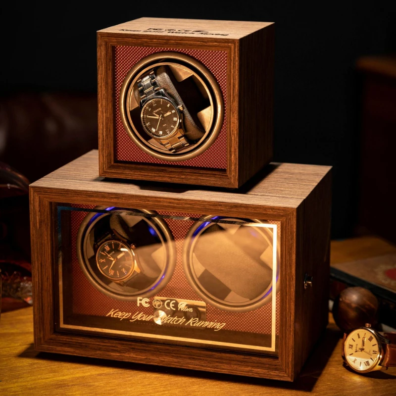 Winder Watch Box Wooden Vertical Automatic Mechanical Watch  Winder Electric Table Box 3 Gears Adjust  Watch Cabinet Gift Show