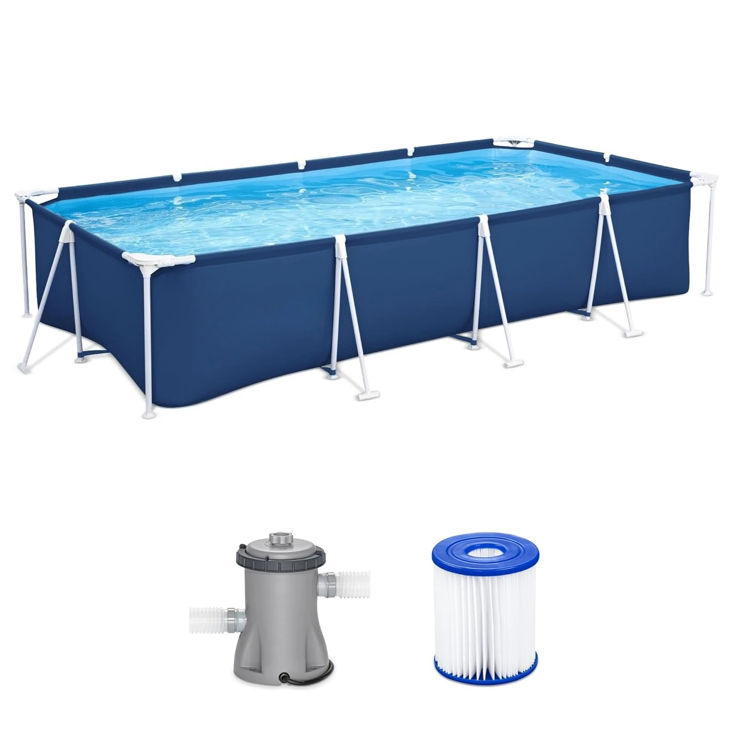 Piscina rectangular elevada para exteriores Steel Pro de 13 pies x 32 pulgadas con estructura de acero y revestimiento de vinilo, modelo 1,506, personalizada.