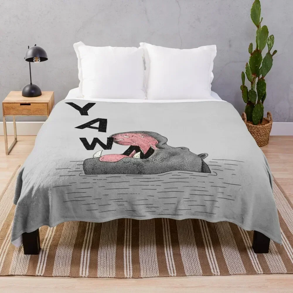 

Yawning Hippo Throw Blanket Warm Comfortable Blanket for Office Napping