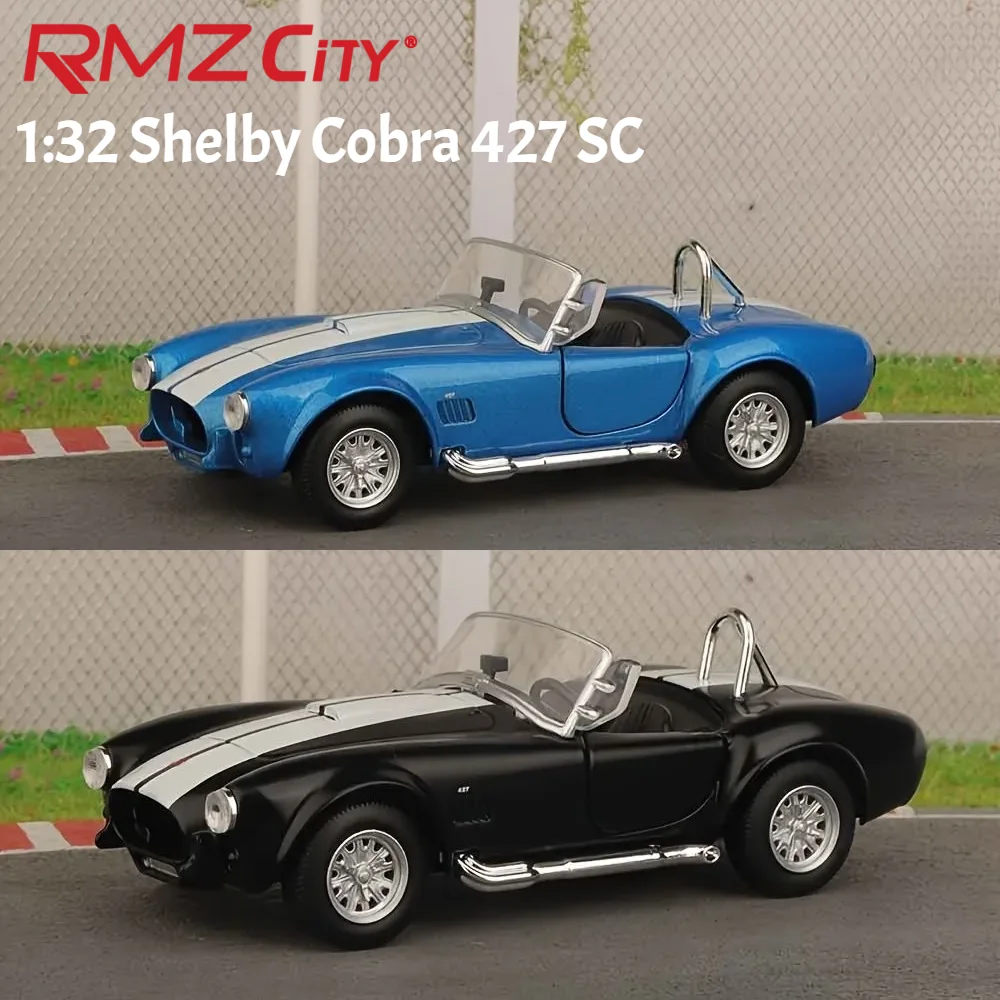 Модель автомобиля Ford Shelby Cobra 427 SC в масштабе 1:32, ретро-игрушка, литая под давлением, RMZ CiTY, миниатюрная, с функцией отката, классическая коллекционная модель, подарок