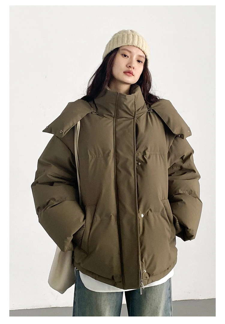 CHIC VEN Women Down Coat Solid Warm Down Jacket New 90 White Duck Down Windproof Hooded Female Overcoat Winter 2023