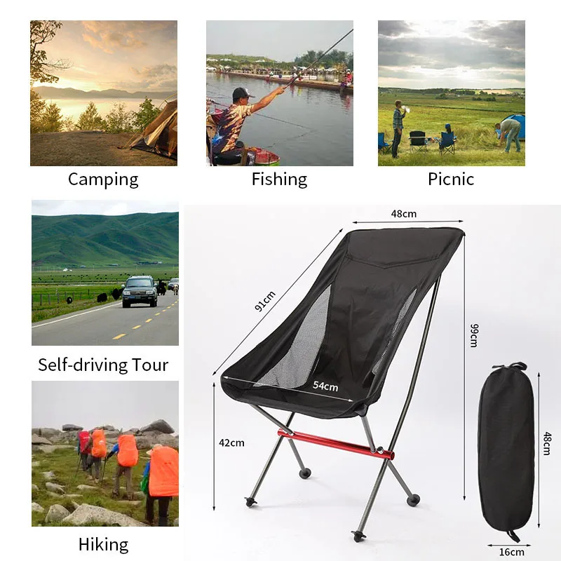 Portable Folding Camping Chair Outdoor Moon Chair Collapsible Foot Stool For Hiking Picnic Fishing Chairs Seat Tools