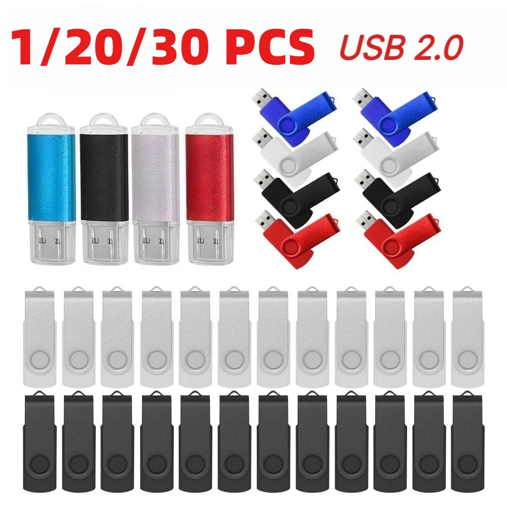 30pcs/lot Metal USB 2.0 Flash Drive Pendrive 64GB 32GB 16GB 8GB Pen Drive Waterproof Memory Stick 4GB 128mb Custom Logo Free