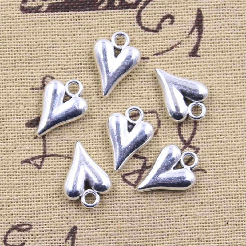 12pcs Charms Lovely Heart 16x11mm Antique Silver Color Pendants Making DIY Handmade Tibetan Finding Jewelry