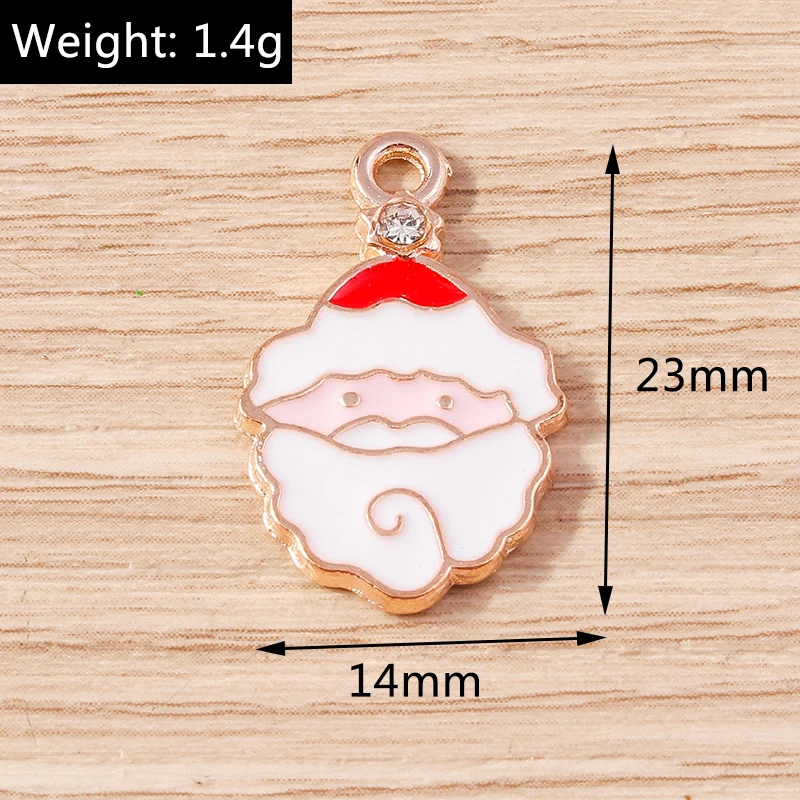 10 stücke Cartoon Emaille Weihnachten Santa Claus Charms Anhänger für Schmuck Herstellung Halsketten Ohrringe Armband DIY Handwerk Zubehör – Detail 18