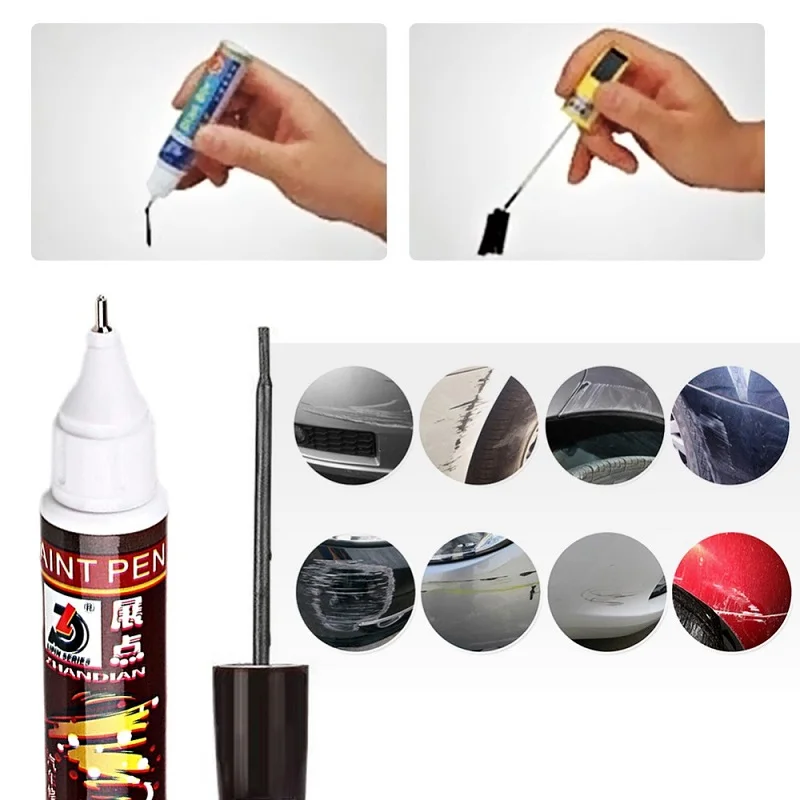 Cor do carro Pintura Reparação Caneta Raspadinha Removedor Branco Cinzento Preto Cor Prata Pro Remendo Scratch Reparação Pintura Caneta Limpar Paint