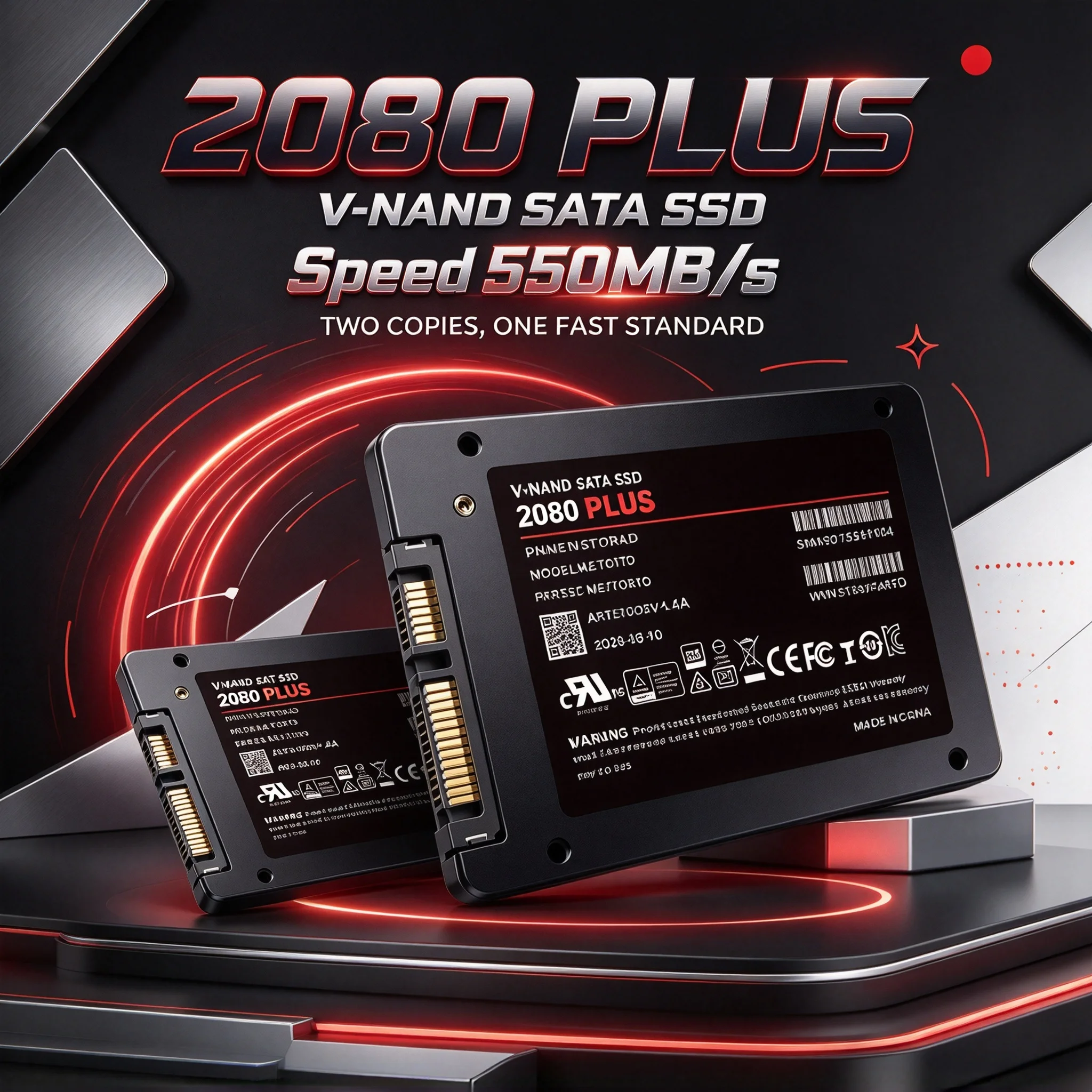 SATA3 2.5-Inch Internal SSD 2080 PLUS, 500GB/1TB/2TB/4TB, Solid State Disk, HDD Hard Drive, Microcomputer, Desktop, Laptop.