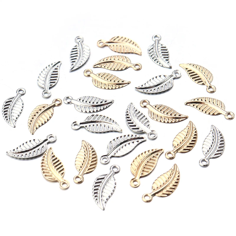 50pcs/lot Iron Gold Hollowed Out Leaves Pendant Phone Key Bag Car Chain Home Decoration Accessories For DIY Jewelry Accessories