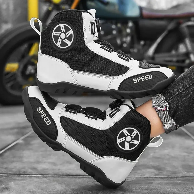 Picture 6: Four Seasons Mesh Breathable Motorcycle Cycling Boots Waterproof Anti Slip Traction Off Road Outdoor Riding Shoes for Men Women
