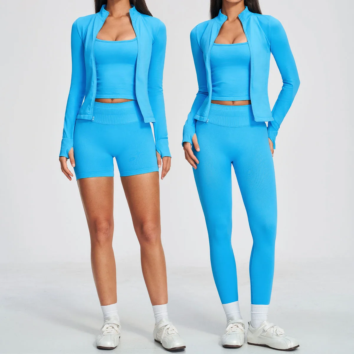 New Women Tracksuit Seamless 3PCS Yoga Suit Women Workout Sportswear Gym Set Running Long Sleeve Coat Sports Bra Leggings Suit