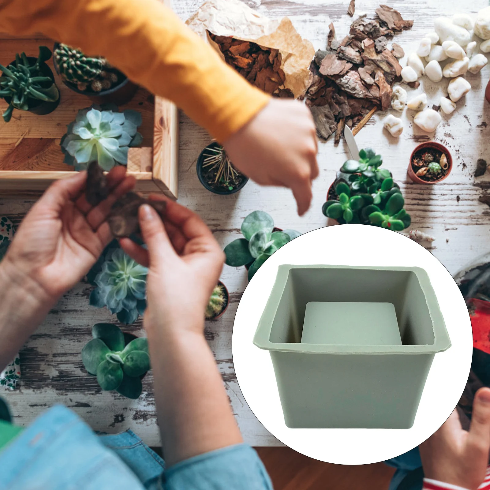 Gypsum Cement Flower Pot Silicone Mould Lightweight Reusable Easy Cleaning Pan for Parent-child Interactive Toys
