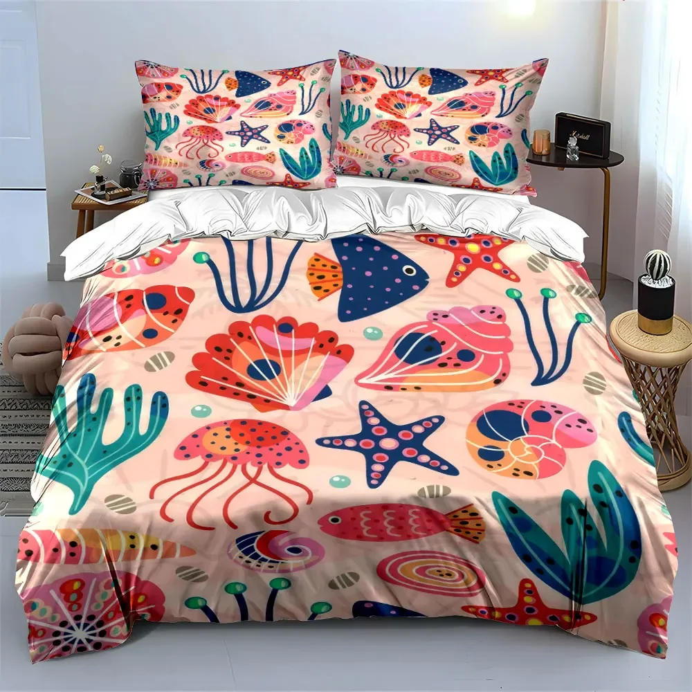 Ocean Theme Decorative Set Soft Comfortable Duvet Cover Bedding Set Included 1*Duvet Cover & 2*Pillowcases, gift
