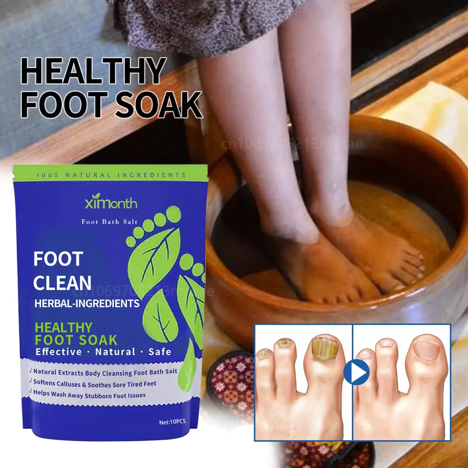 10pcs/Bag Foot Cleansing Soak Gel Dehumidification Detox Relieve Fatigue Natural Herbal Foot Bath Capsule Shape Up Care