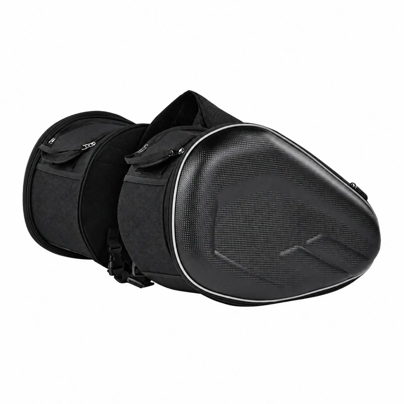 Universal Fit Motorcycle Saddle Bags Set PU Leather Construction Compact Rounded Shape for Comfortable Riding Experience